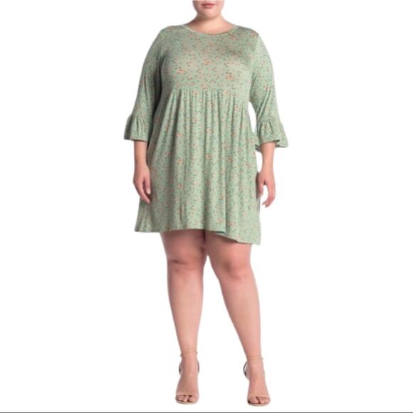 Bobeau Floral Print Ruffle Sleeve Babydoll Dress - Picture 1 of 2